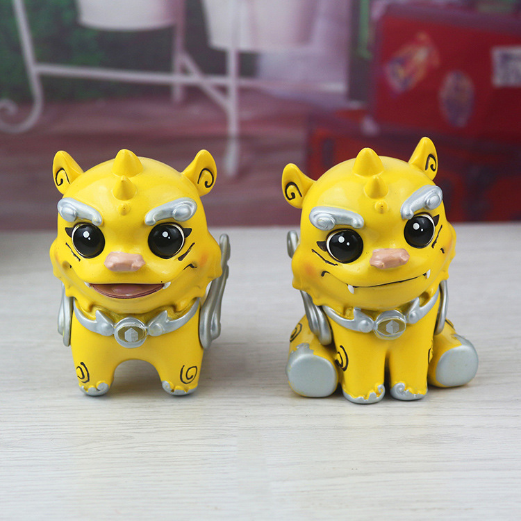金火把创意定制树脂卡通公仔小麒麟吉祥物摆件家居创意装饰工艺品