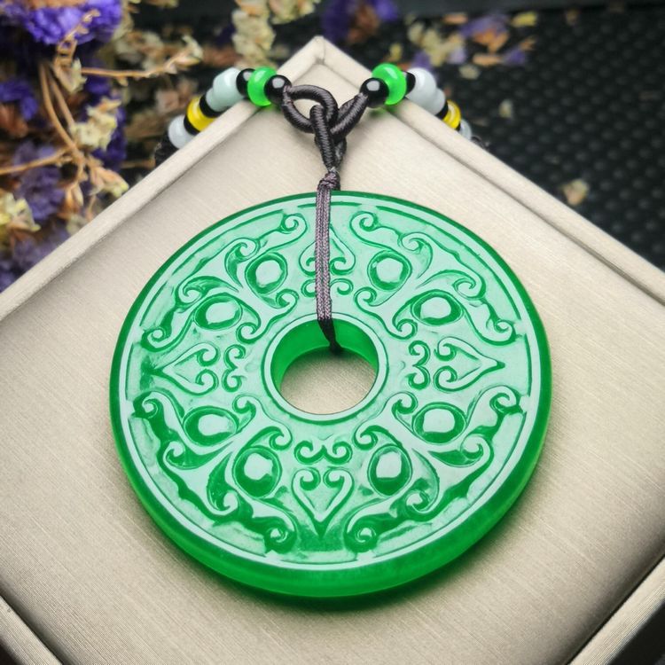 冰种绿色翡翠复古玉环玉佩 腰佩 翡翠吊坠 玉石批发