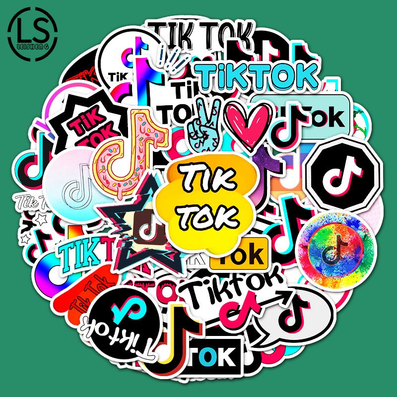 50张不重复抖音涂鸦贴纸笔记本电脑滑板车行李箱汽车防水装饰贴纸