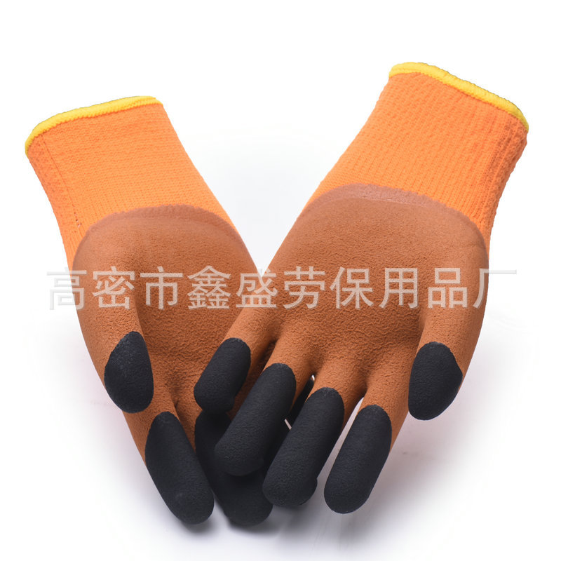 Factory Wholesale Spot Thickened Warm Terry Foam Reinforced Finger Wear-Resistant Non-Slip Warm