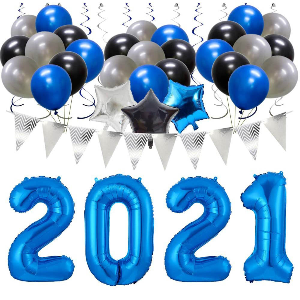 2021元旦新年套装happynewyear字母铝膜气球套餐橱窗店铺布置气球