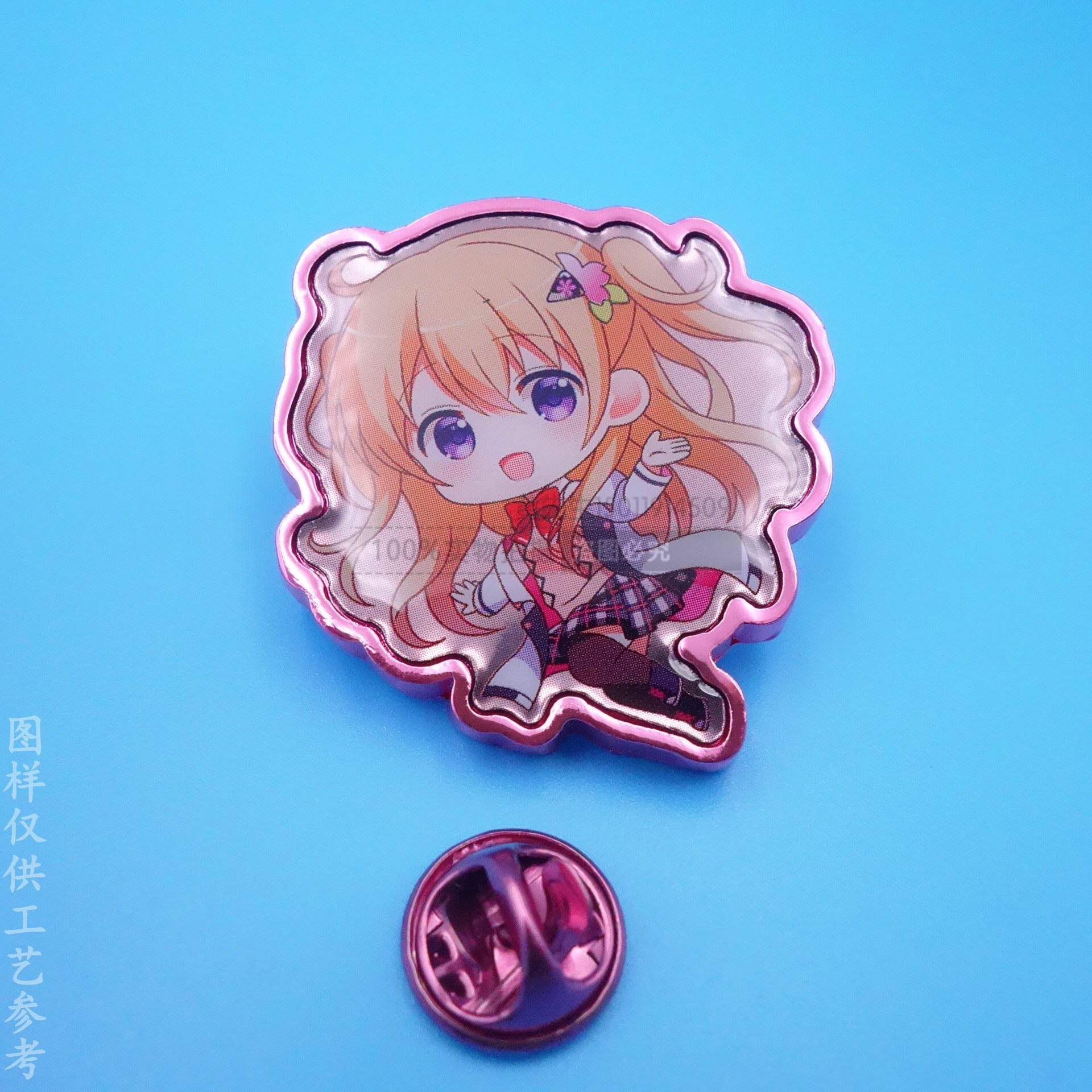 动漫美少女徽章 彩镀合金印刷滴胶胸章 活动宣传促销礼品厂家批发