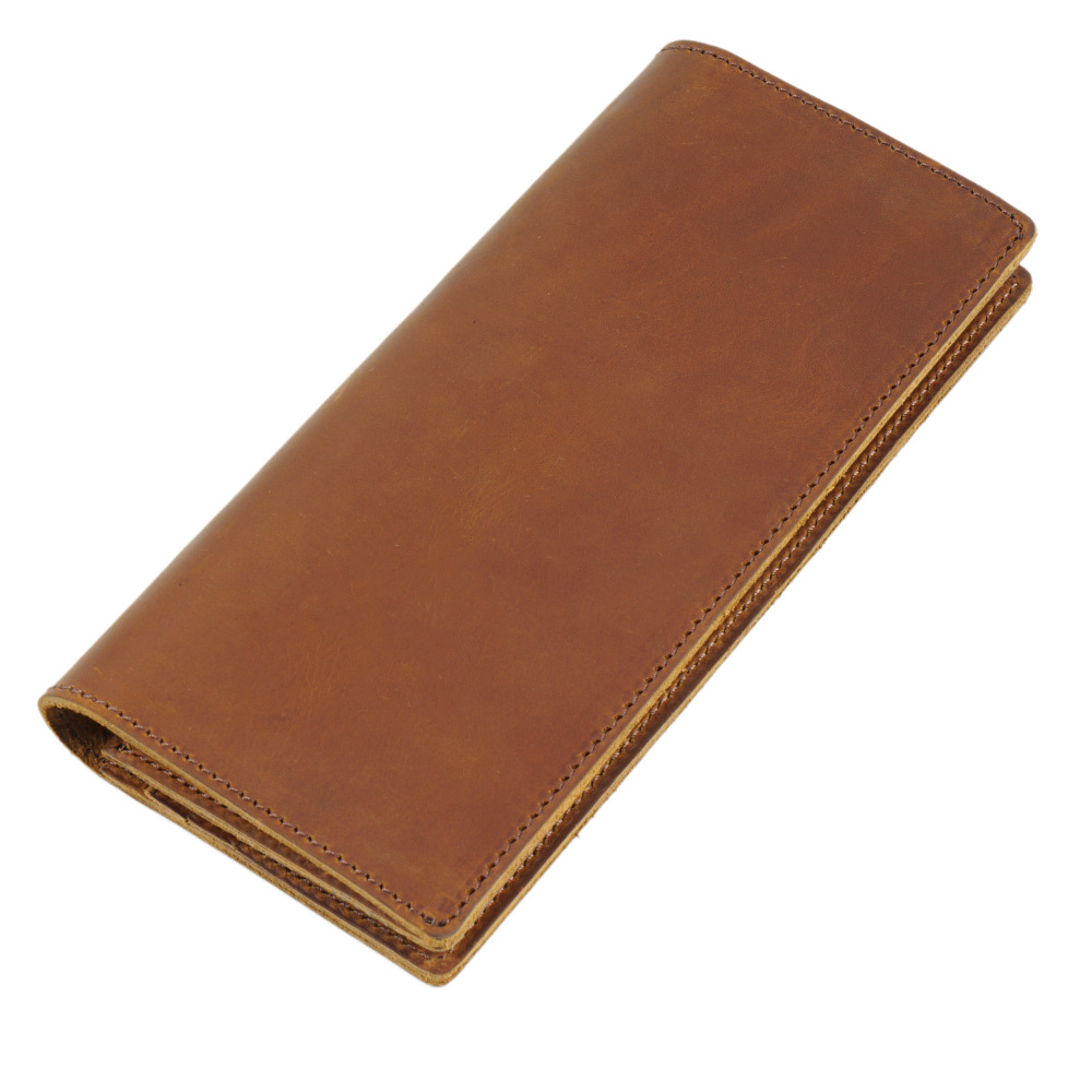 Amazon Aliexpress Vintage Crazy Horse Leather Long Wallet Men's Genuine Leather Business Clutch Cowhide Zipper Wallet
