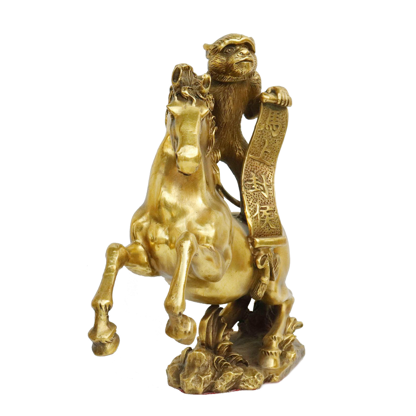 纯黄铜马马上封侯生肖马办公室工艺品家居客厅装饰品摆件