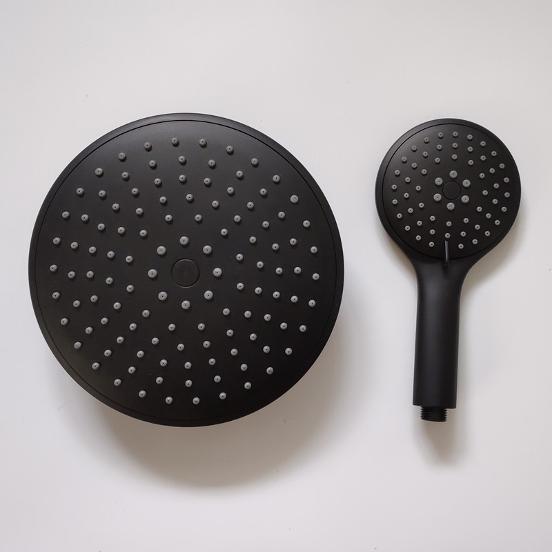 黑色大圆形顶喷卫生间淋雨洗澡喷头浴室淋浴手持淋蓬头增压效果