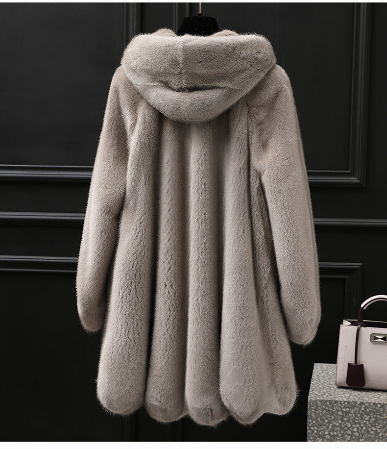 水貂皮大衣女士整貂皮草中长款外套貂毛2019冬季新款带连帽时尚