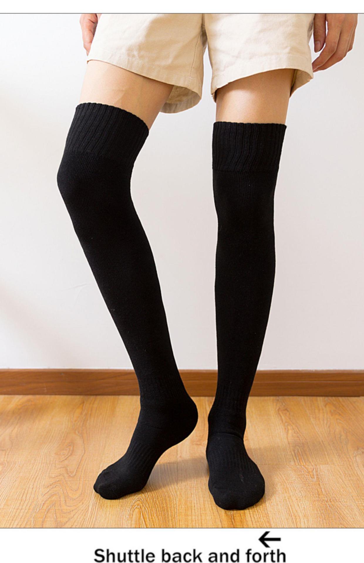 加厚中老年过膝长筒袜加长大腿袜纯棉袜男袜保暖松口高筒袜子冬天