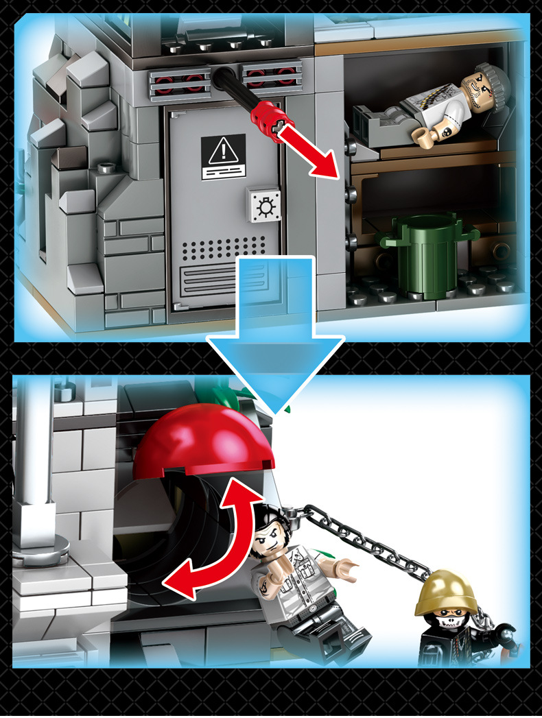 黑鹰计划系列102487特警海岛监狱兼容乐高儿童益智拼装积木玩具