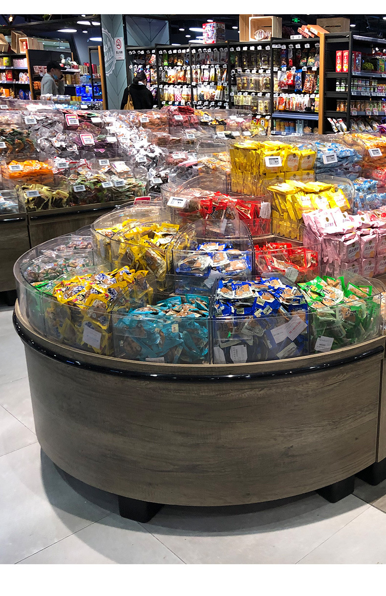 多层商超货架木质散称展柜 散装干果柜食品半圆糖果零食店货架