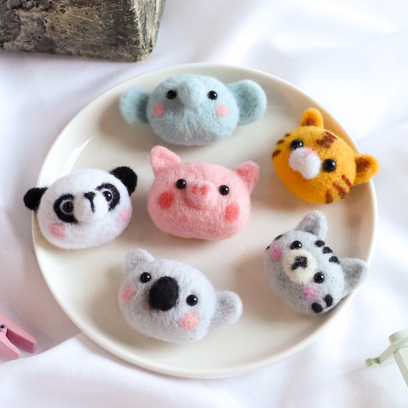 羊毛毡戳戳乐diy手工制作材料包 小动物小猪搓搓乐玩偶钥匙扣挂件