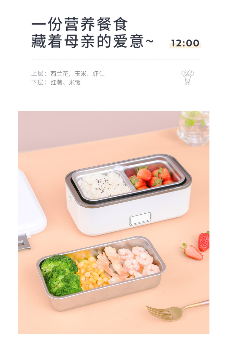 电热蒸煮饭盒可插电加热保温学生蒸煮饭便当盒上班族双层电饭盒