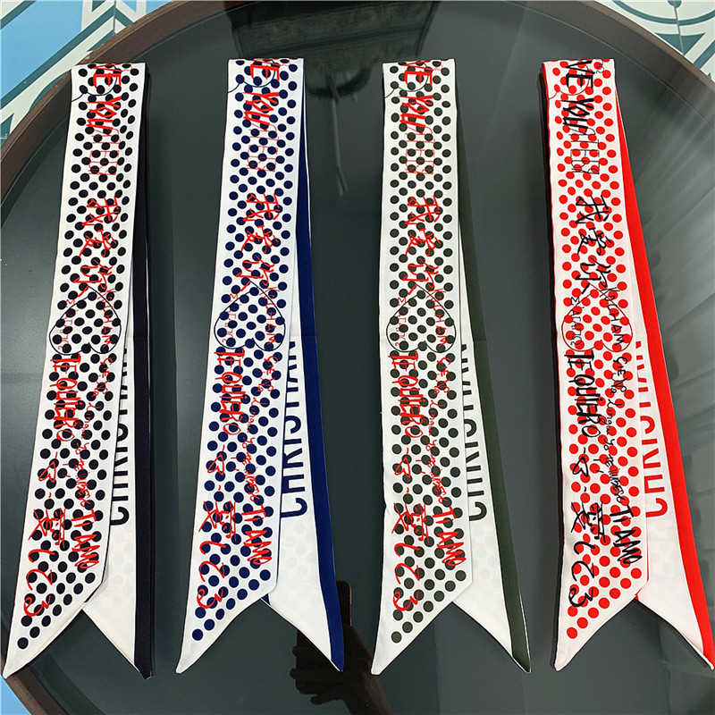 d家新款斜角丝巾女秋冬季百搭韩国ins细窄小领巾绑包包丝带发带