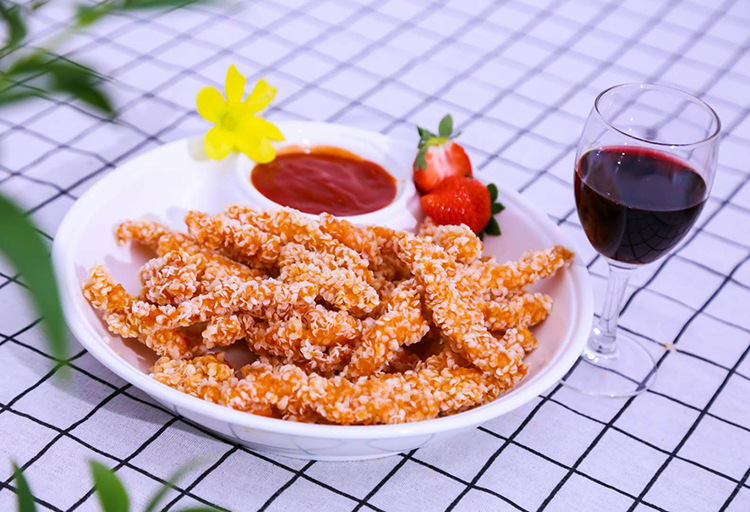 oem代工无骨雪花鸡柳 可烧烤油炸冷冻鸡肉小吃