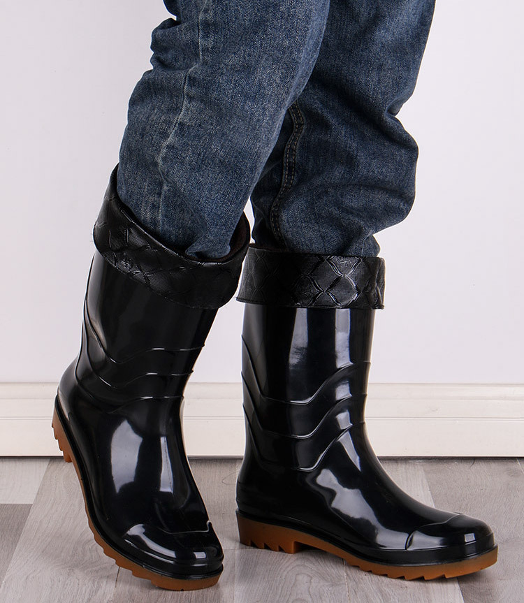 定制男高筒外贸雨鞋胶鞋公司logo雨鞋季雨靴劳保养殖场黑色鞋工地