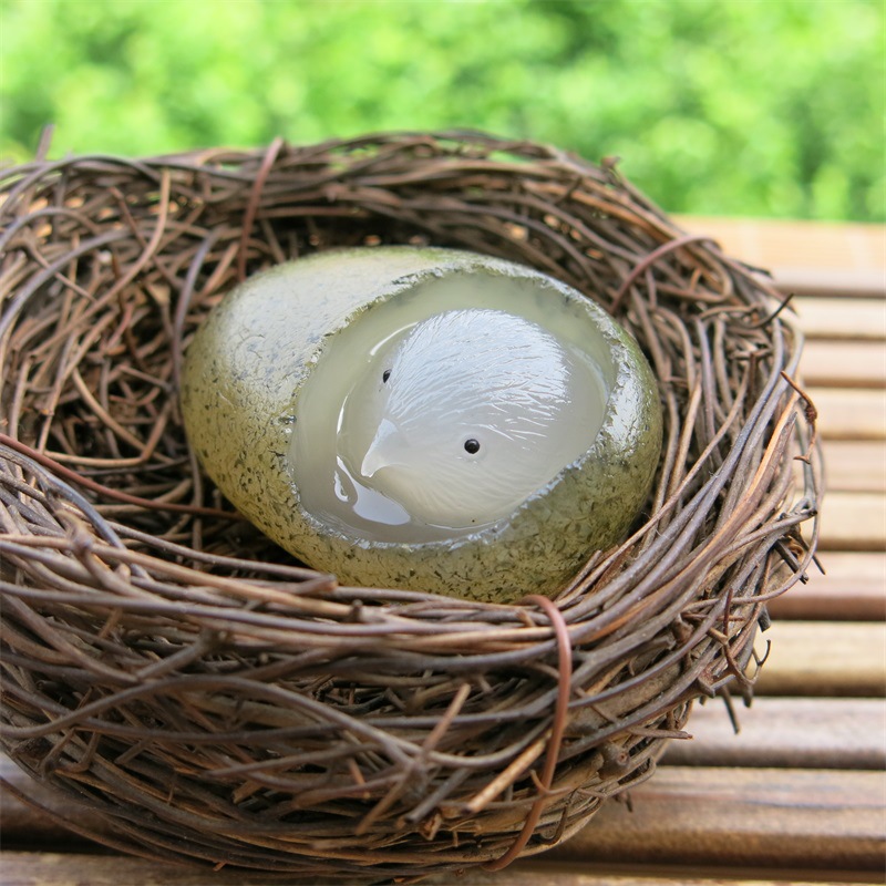 马达加斯加天然玛瑙原石水冲籽料雕刻摆件手把玩小鸡出壳