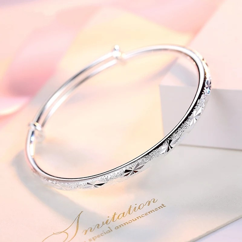 满天星银手镯女士999足银学生森系网红小清新足银镯子