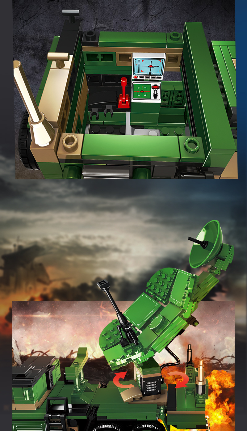 军事模型儿童积木拼装兼容乐高米波雷达车拼插玩具反隐身