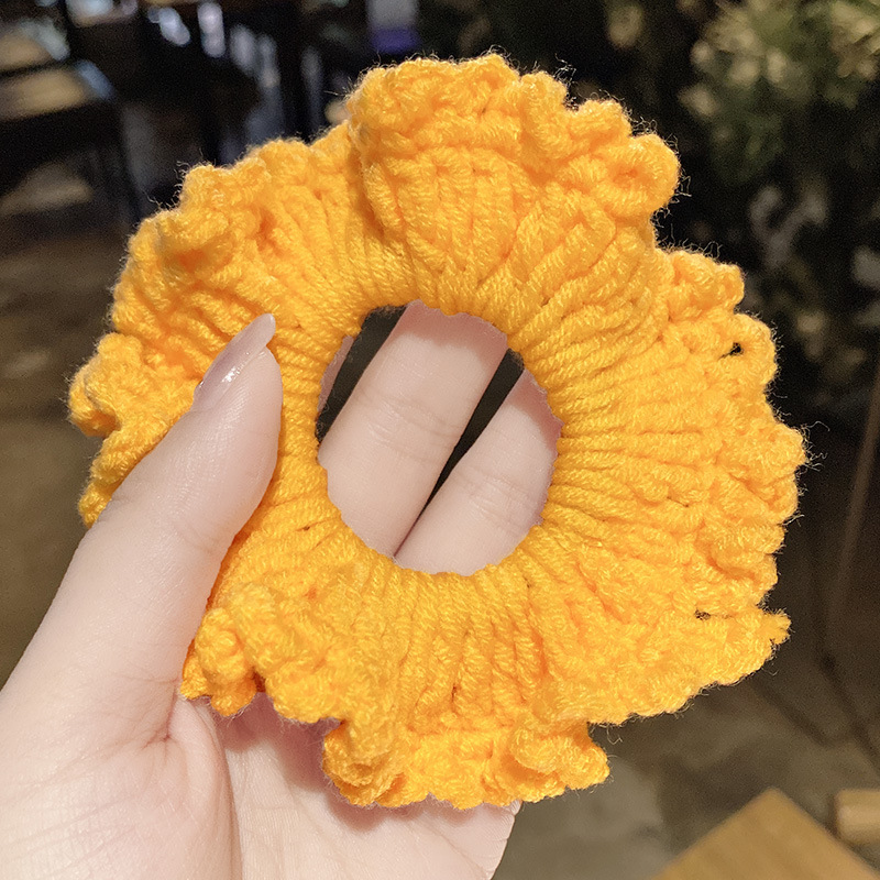 ins秋冬白雪公主针织毛线大肠发圈手工编织网红diy毛绒头绳女成品