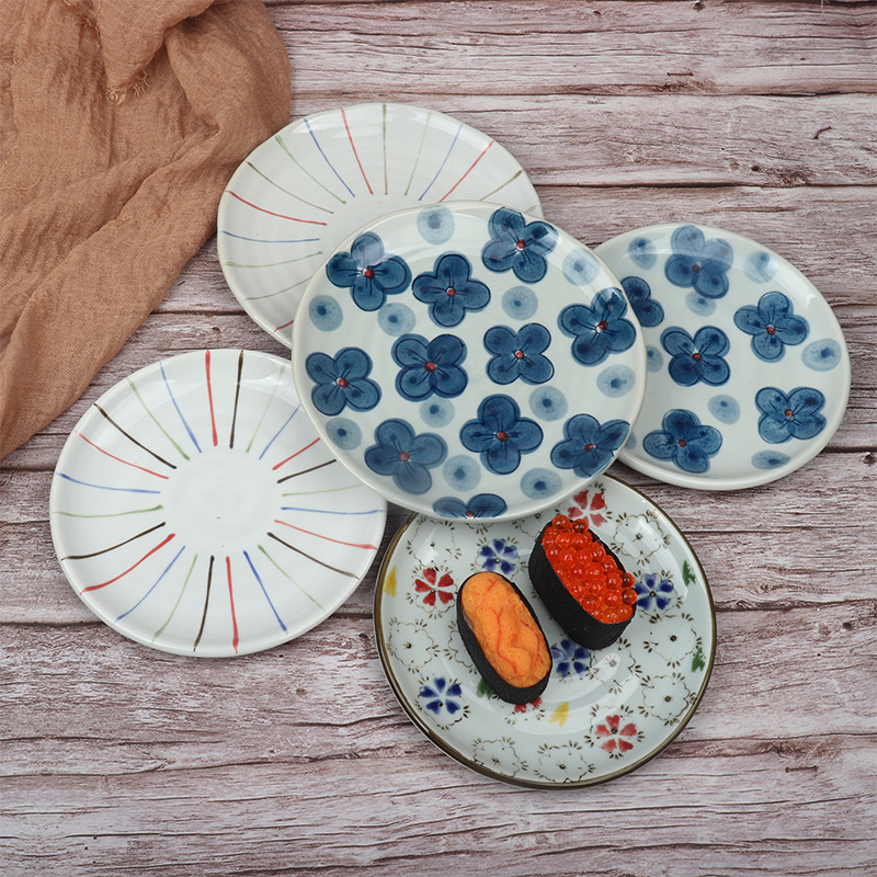 日式梅花骨碟6寸摆台底碟日韩料理寿司居酒屋铁板烧盘子