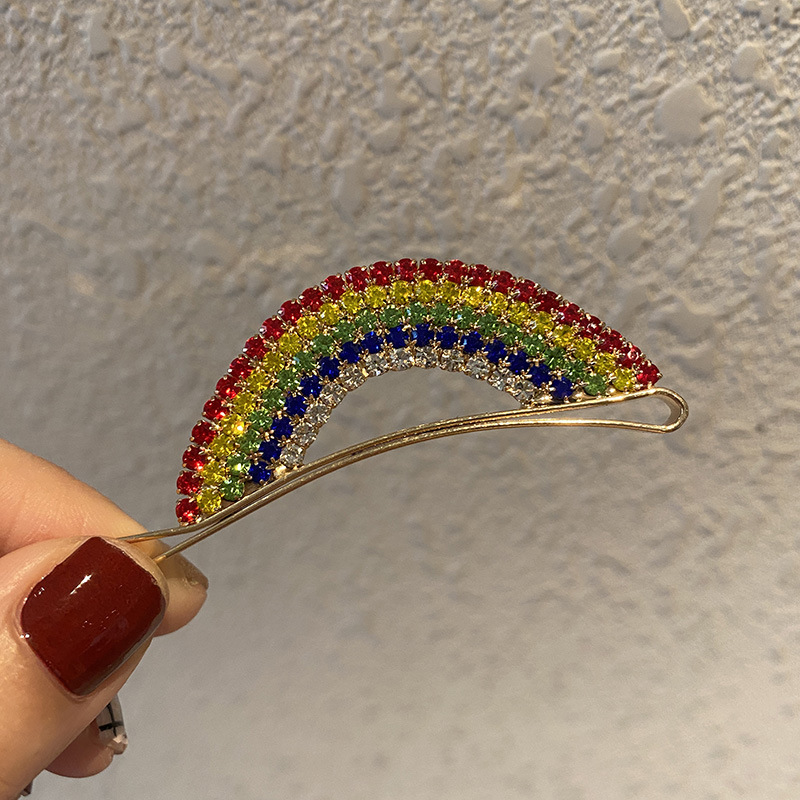 日韩版彩虹发夹ins网红发卡简约气质流苏边夹爆款发饰套装一字夹