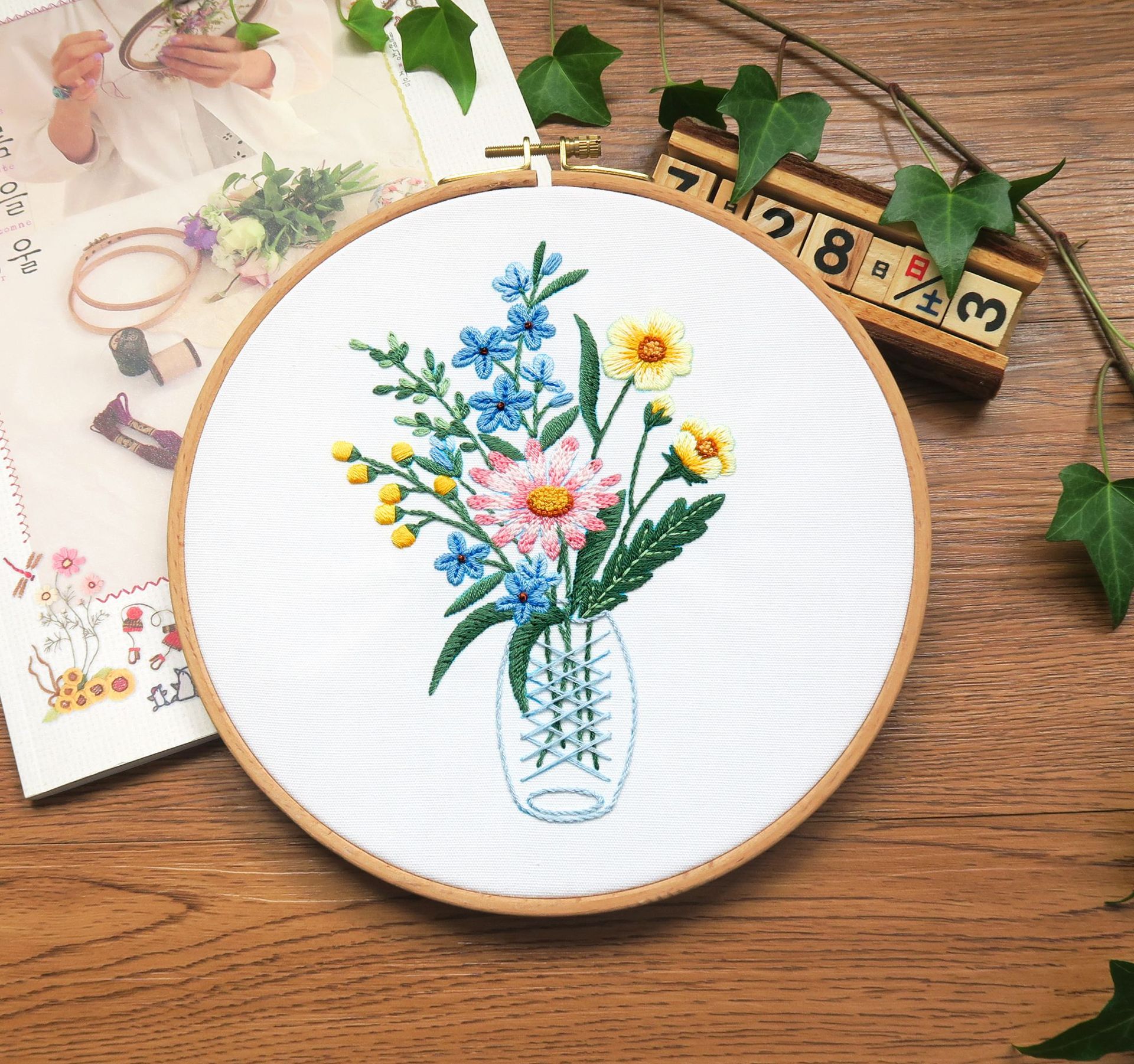 原创刺绣diy材料包十字绣套件手工初学植物线绣亚马逊跨境厂家