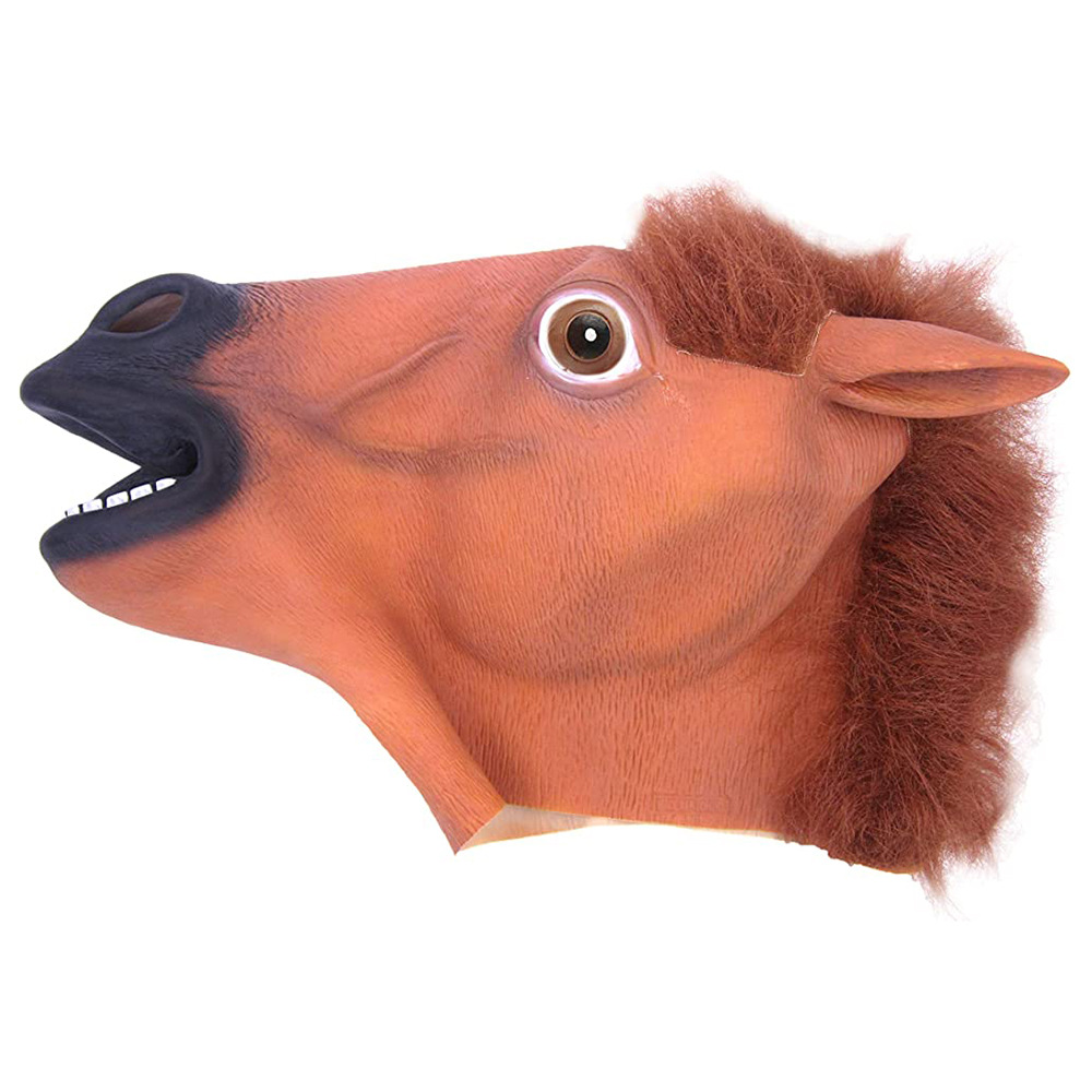 马头套 乳胶动物装扮面具 抖音拍摄直播道具 万圣节派对面具