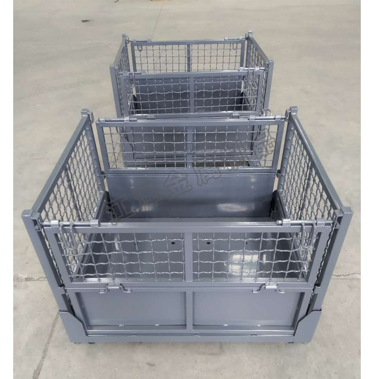 工厂直销 折叠铁箱 加轮子金属周转箱 仓储笼折叠网箱 金属铁框