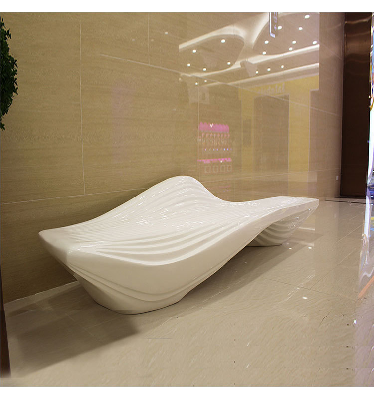 创意玻璃钢休闲椅商场公共休息区座椅波浪造型售楼处等候多人坐凳