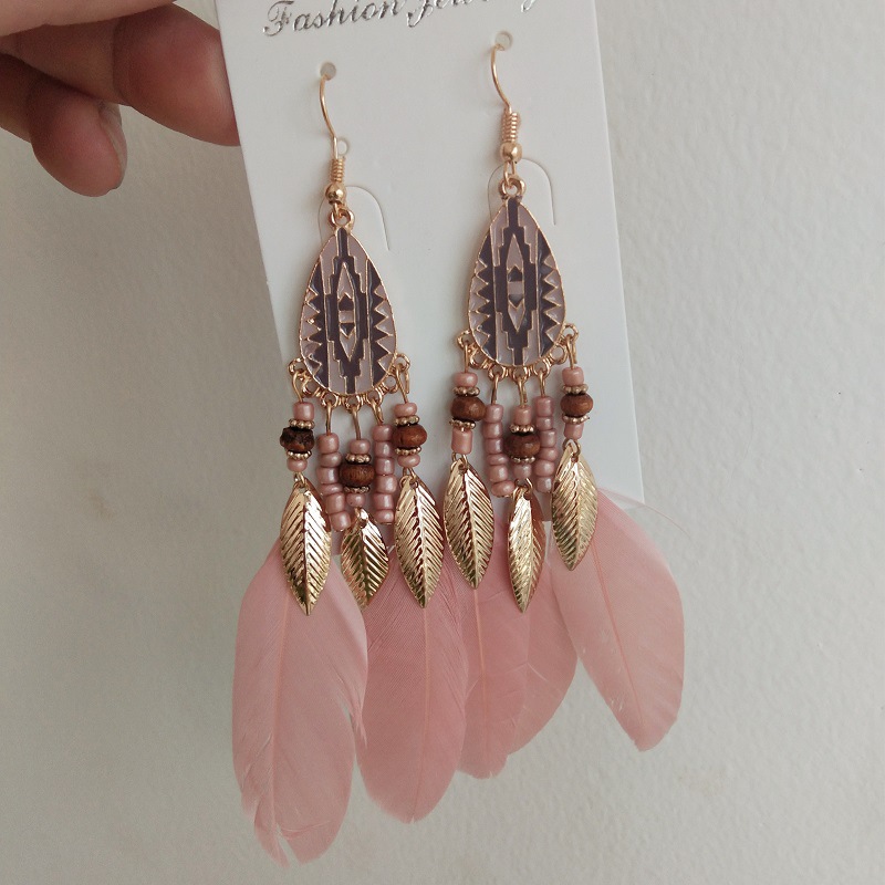 10 Colors Yiwu Daisy 120 Feather Earrings Long Tassel Bohemian Earrings Amazon Earrings Wholesale