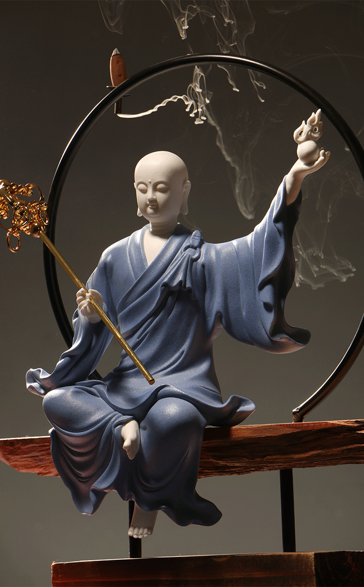 创意陶瓷地藏王菩萨人物摆件新中式禅意电视柜客厅家居装饰工艺品