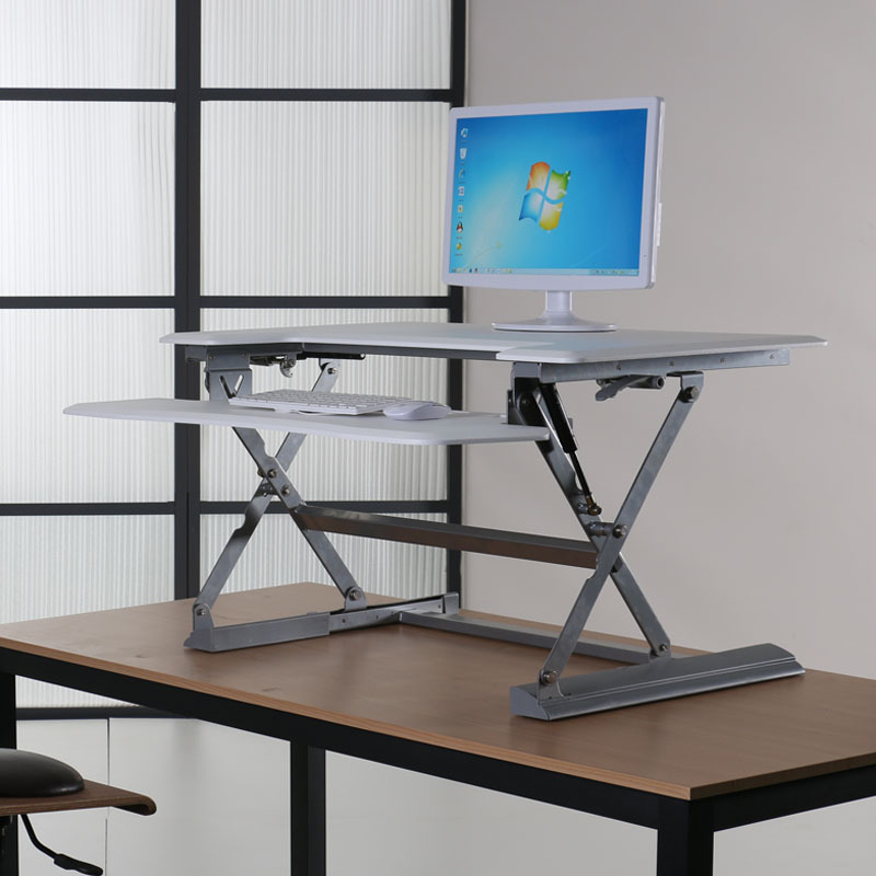 康晖人体工学站立办公双气弹簧13挡自锁台式桌上可折叠电脑升降桌