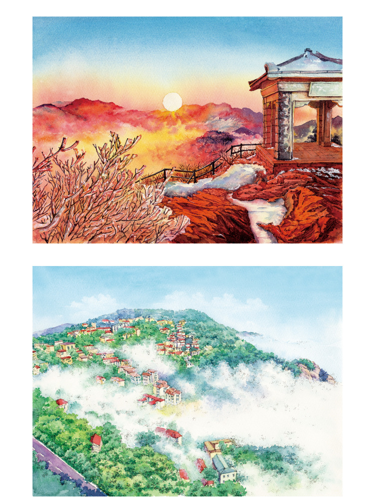 书境文创江西庐山旅游风景特色创意手绘明信片旅游纪念品礼品贺卡