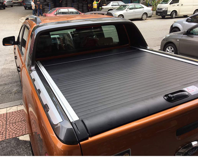 ranger皮卡车手动卷帘盖推拉盖铝合金硬三折盖卷轴盖子后斗改装件