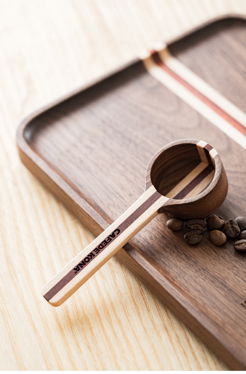cafede kona撞色咖啡豆量勺 黑胡桃木咖啡勺 咖啡粉定量勺 计量勺