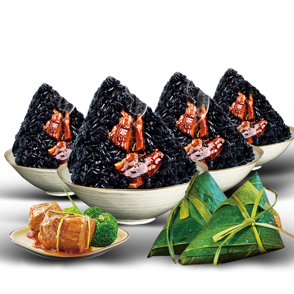 8只包邮乌米蛋黄肉粽子蜜枣豆沙粽子黑米粽子端午粽子网红粽子