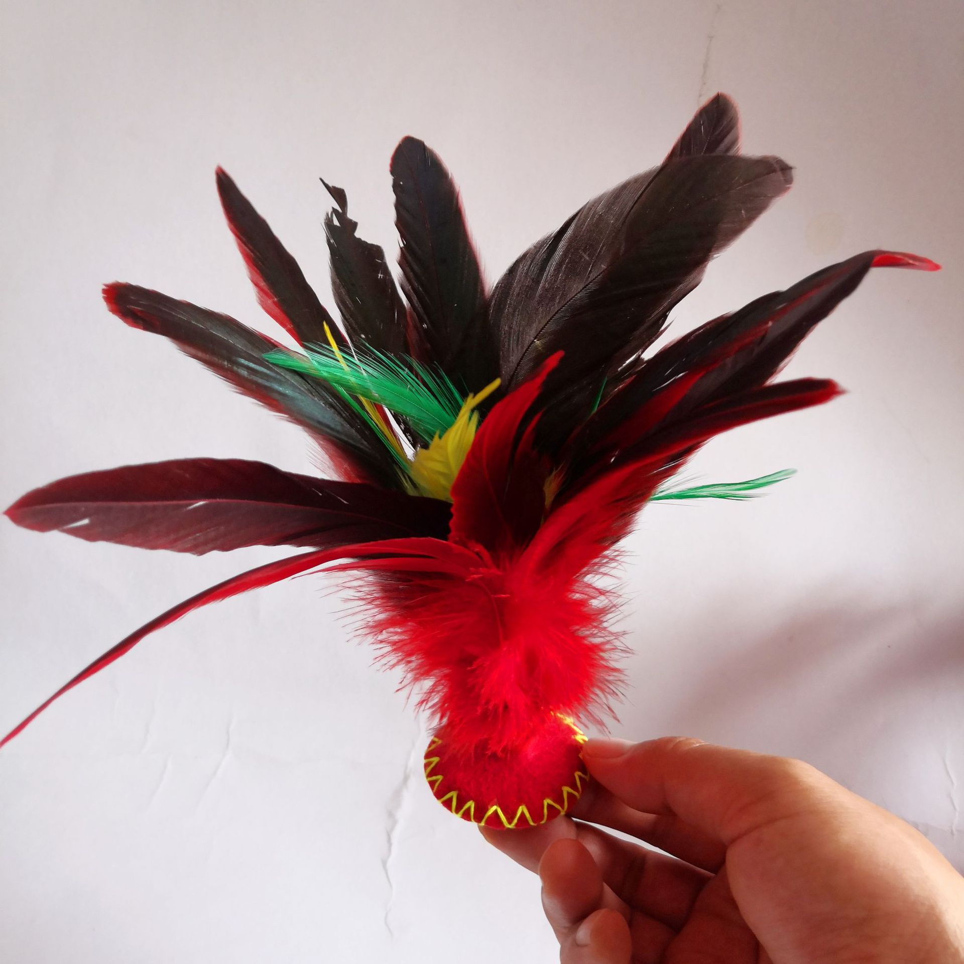 公鸡毛彩色大毽子儿童羽毛健身大花学生毽球毽子公鸡毛鹅毛批发