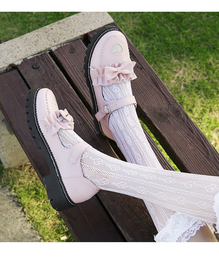 日系lolita洛丽塔花边软妹鞋学院风低跟jk制服小皮鞋圆头lo少女鞋