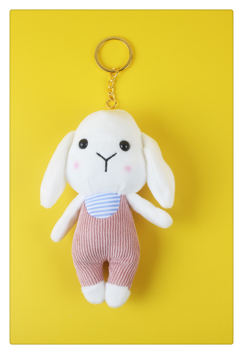 卡通背带兔子钥匙扣书包挂饰凯特兔玩偶毛绒玩具小挂件情侣公仔