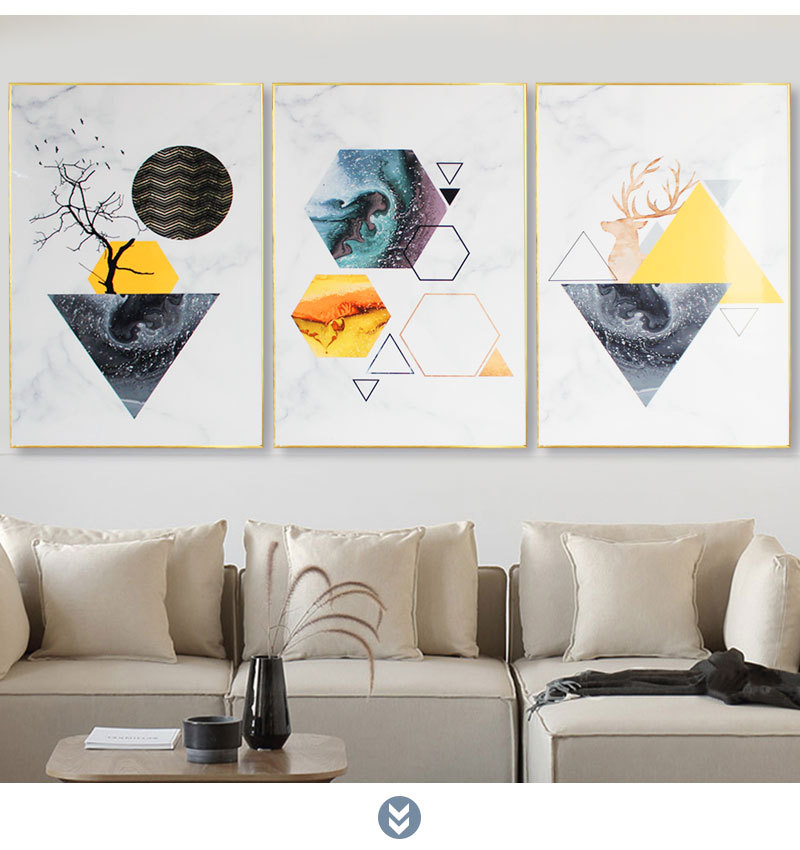 北欧装饰画客厅沙发背景墙画简约餐厅挂画三联立体浮雕手工画壁挂