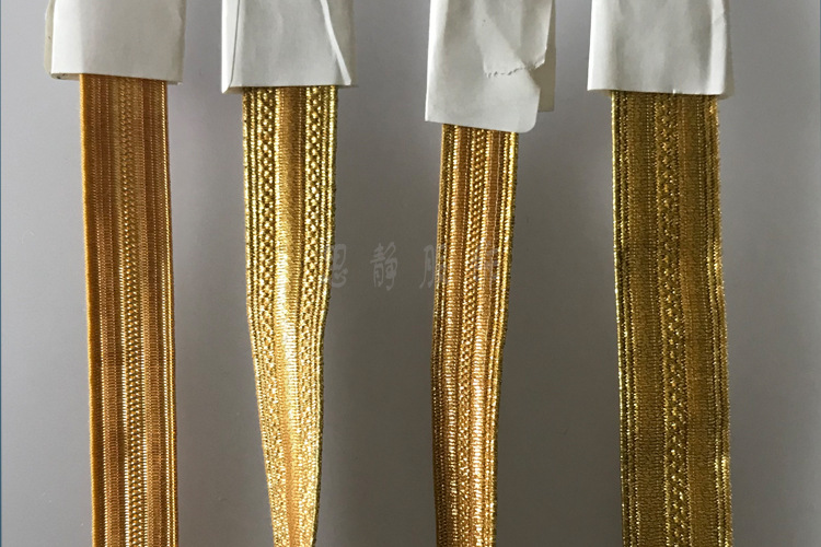 印度丝花纹织带保安航空服装袖口装饰带黑色黄色条纹带可定制