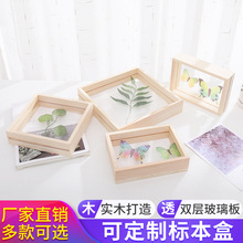 植物干花树叶标本木松批发 正方形A4剪纸画框 双面玻璃相框摆台