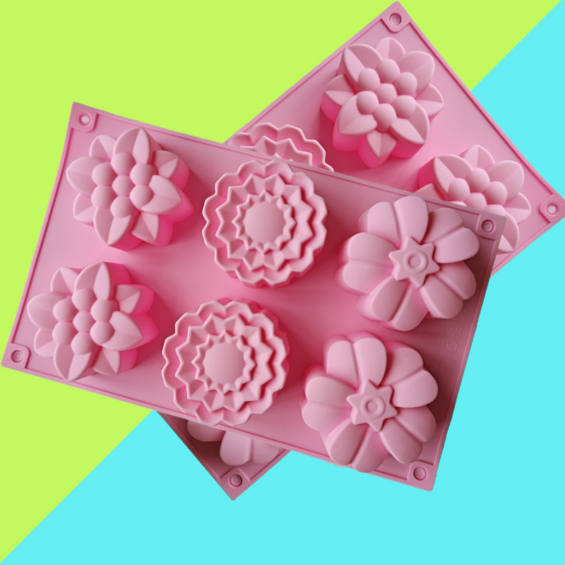 5*4cm包装:自粘袋简装颜色:粉名称:食品级6孔花型硅胶蛋糕模具开票另