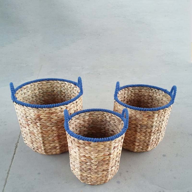 手工草编收纳筐日用品收纳篮家居装饰整理收纳篮双耳水葫芦编织框