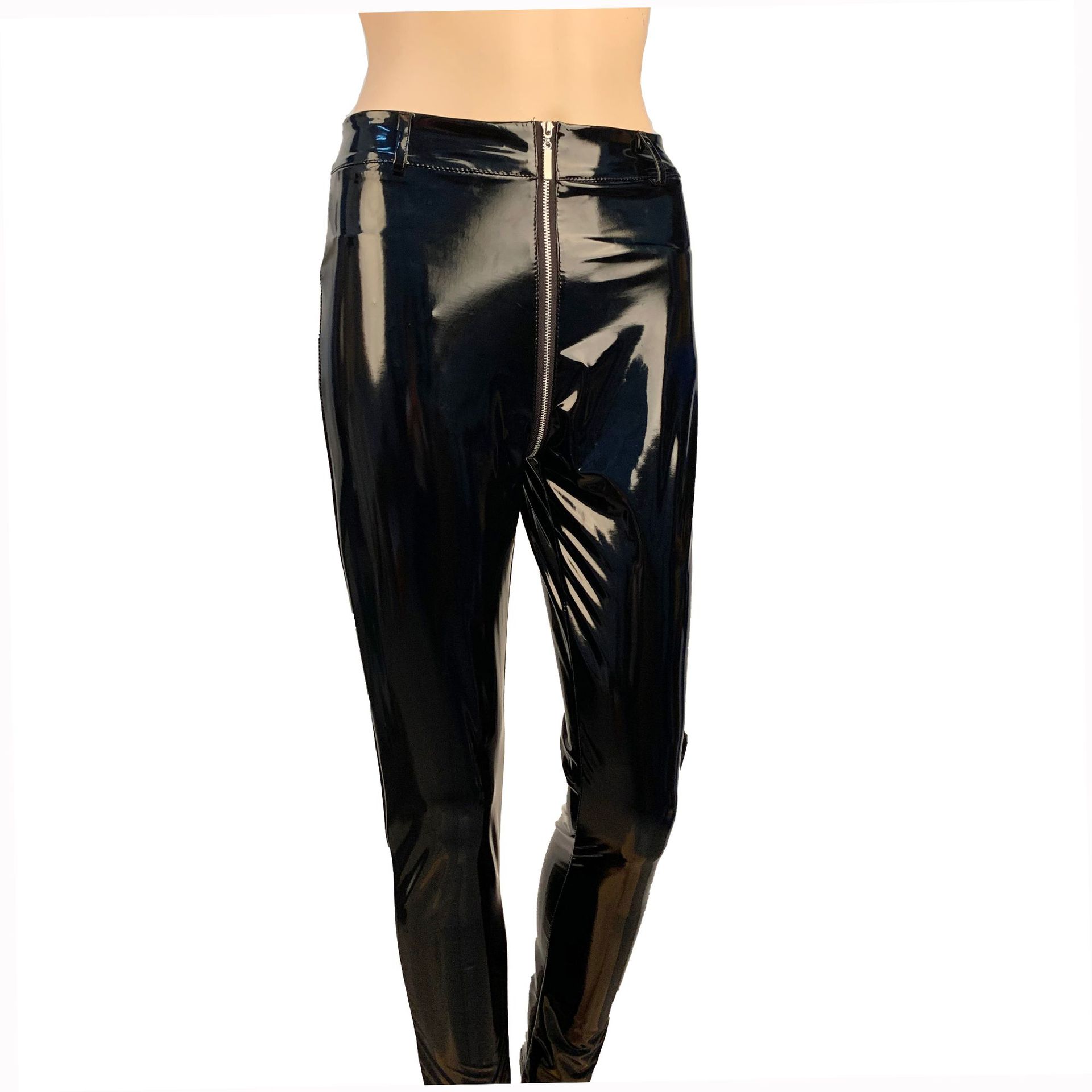 性感街头女孩漆皮紧身裤彩皮裤拉链裆裤夜店舞台欧美演出服钢管舞