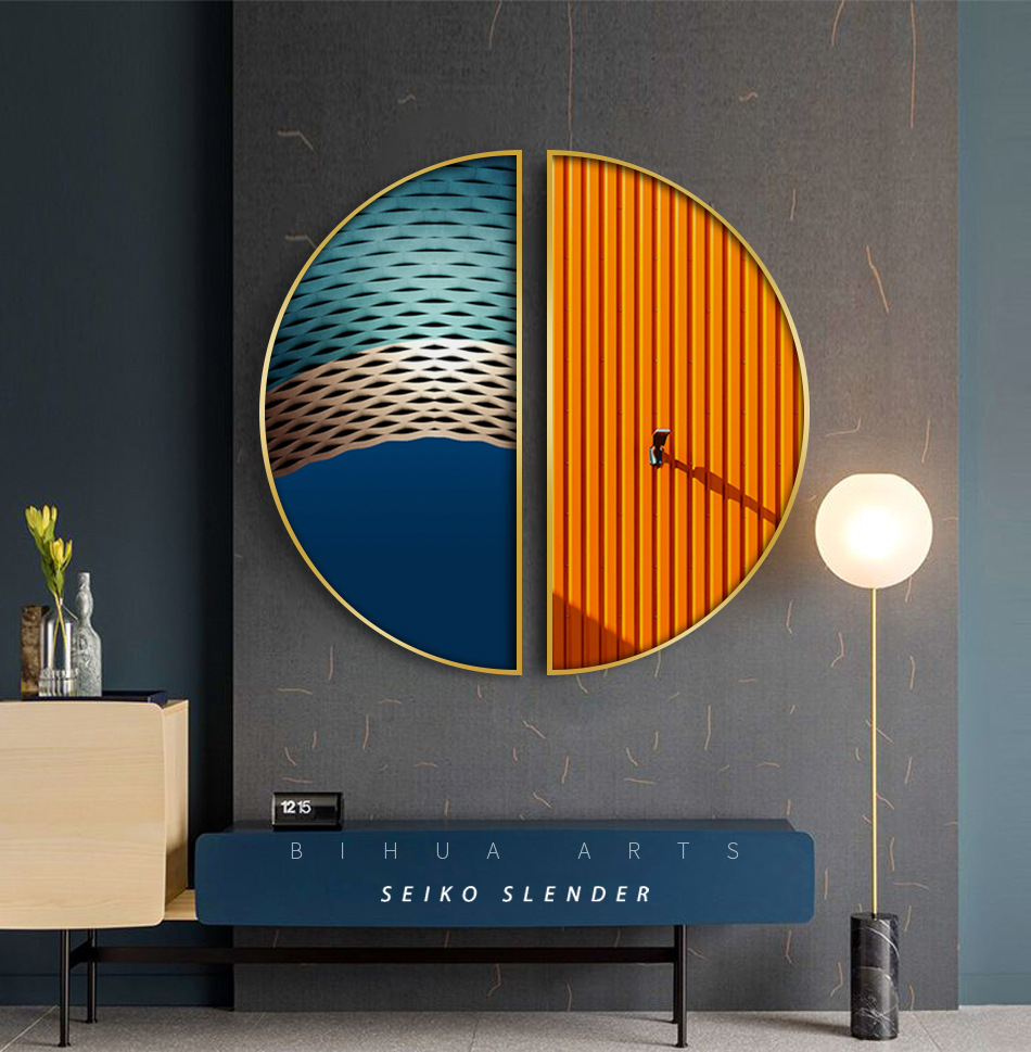 铝合金框创意半圆形装饰画现代简约抽象北欧挂画客厅大气沙发壁画