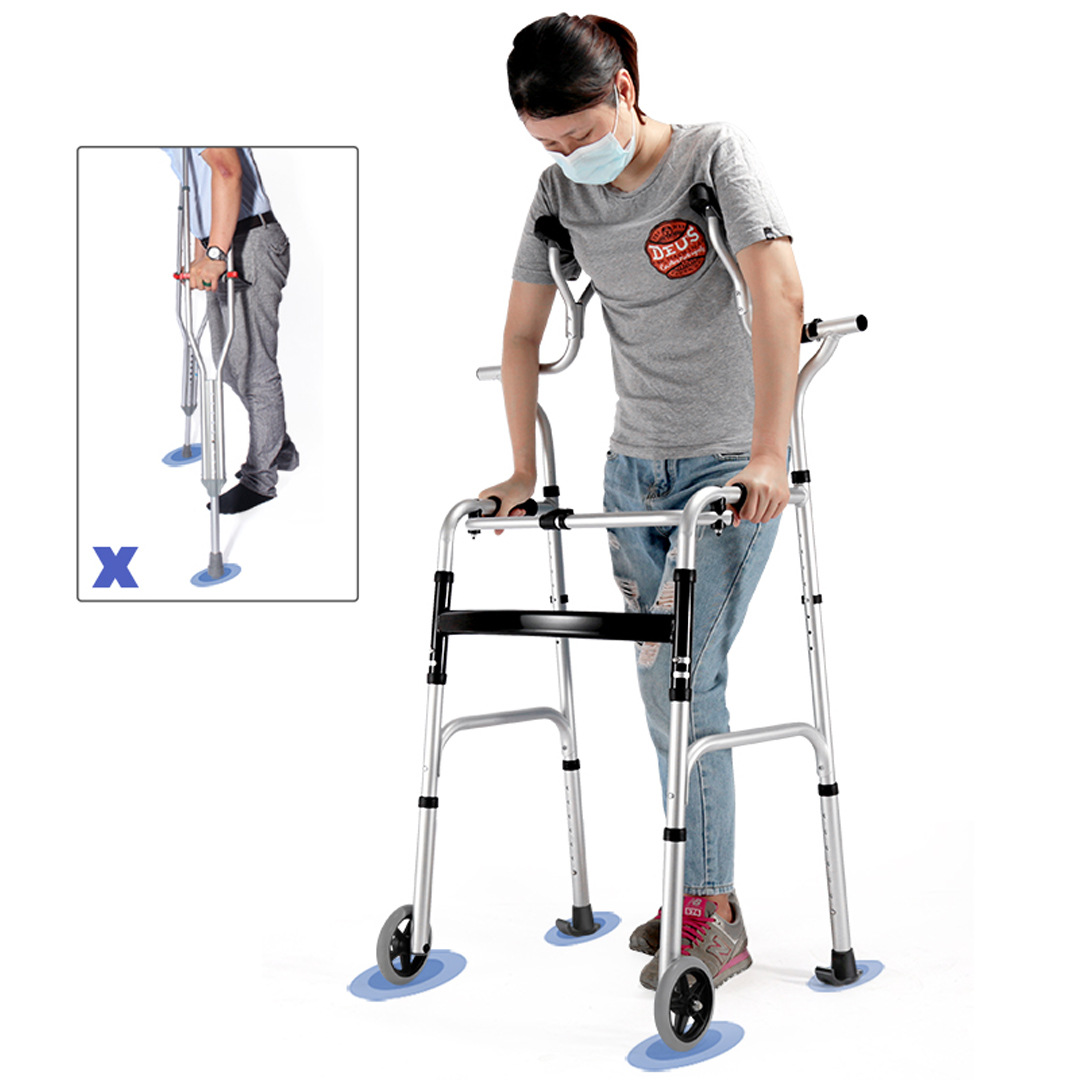 老人学步车助行器带轮可坐可推手推车残疾人行走辅助器带臂拖