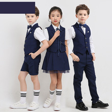 儿童礼服2021新款马甲背带裤裙套装演出服套装花童男女学生园服