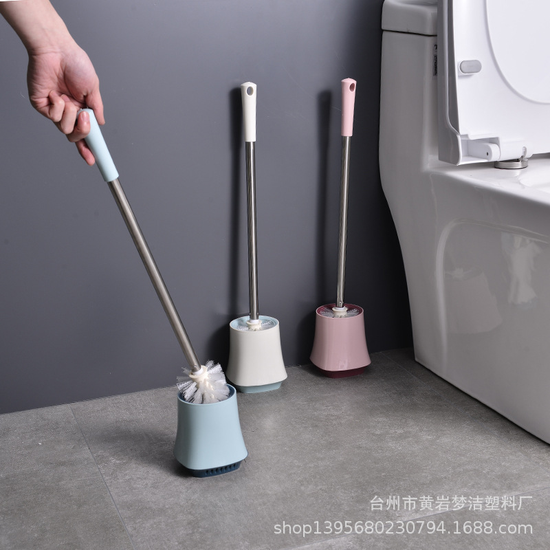 Creative Home Ladle Toilet Brush Plastic Head Handle Hanging Brush Cleaning Dirt Toilet Brush with Base