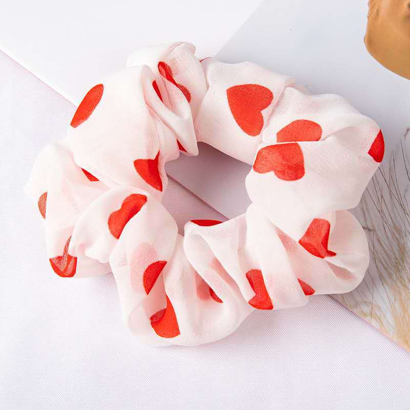 韩国雪纺桃心大肠圈发圈发饰简约ins扎马尾跨境布圈皮筋 厂家直供