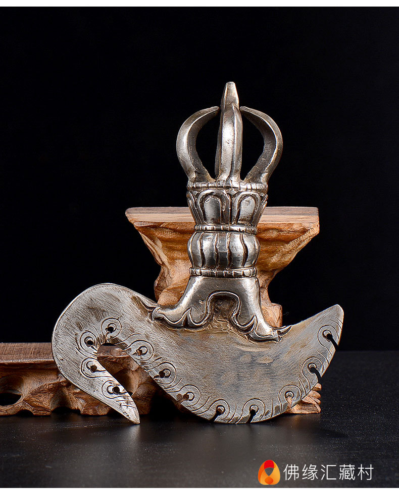 佛缘汇 金刚钺刀藏传佛教密宗供具供具尼泊尔铁手工五股金刚杵